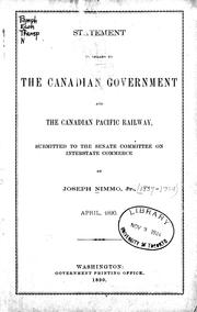 Cover of: Statement in regard to the Canadian government and the Canadian Pacific Railway, submitted to the Senate Committee on Interstate Commerce