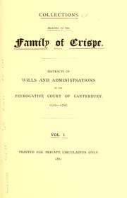 Cover of: Collections relating to the family of Crispe