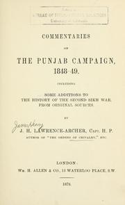 Cover of: Commentaries on the Punjab Campaign, 1848-49. by J. H. Lawrence-Archer