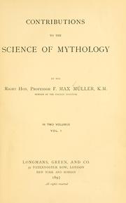Cover of: Conributions to the science of mythology by F. Max Müller