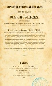 Cover of: Considérations générales sur la classe des crustacés by Anselme-Gaëtan Desmarest
