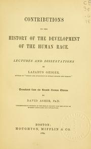 Cover of: Contributions to the history of the development of the human race: lectures and dissertations