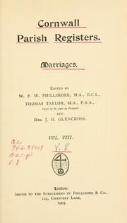 Cover of: Cornwall parish registers. by William Phillimore Watts Phillimore