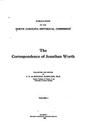 Cover of: The correspondence of Jonathan Worth by Jonathan Worth