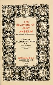 Cover of: The devotions of Saint Anselm, Archbishop of Canterbury