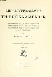 Cover of: Die altgermanische Thierornamentik by Bernhard Salin