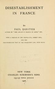 Cover of: Disestablishment in France by Sabatier, Paul