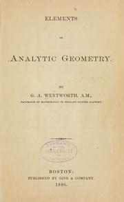 Cover of: Elements of analytic geometry.