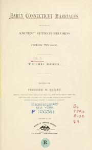 Cover of: Early Connecticut marriages as found on ancient church records prior to 1800.