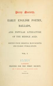 Cover of: Early English poetry, ballads, and popular literature of the Middle Ages by Percy Society