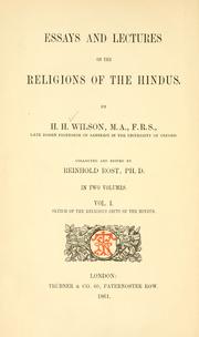 Cover of: Essays and lectures on the religions of the Hindus