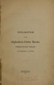 Cover of: Explanation of the alphabetic-order marks: (three-figure tables)