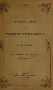 Cover of: genealogical sketch of the descendants of Thomas Green<e> of Malden, Mass