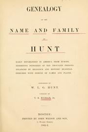 Cover of: Genealogy of the name and family of Hunt by Thomas Bellows Wyman