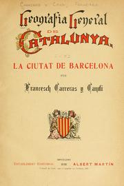 Cover of: Geografía general de Catalunya. by Francisco Carreras y Candi