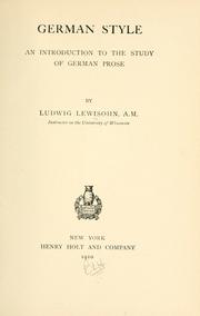 Cover of: German style: an introduction to the study of German prose