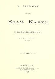 Cover of: A grammar of the Sgaw Karen.