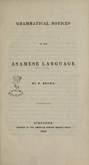 Grammatical notices of the Asamese language by Nathan Brown
