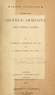 Cover of: Grimm centenary: Sigfred-Arminivs, and other papers