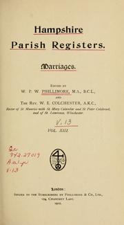 Cover of: Hampshire parish registers. Marriages. by William Phillimore Watts Phillimore