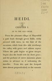 Cover of: Heidi, her years of wandering and learning: a story for children and those who love children.