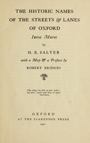Cover of: The historic names of the streets & lanes of Oxford: intra muros