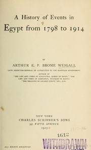 Cover of: A history of events in Egypt from 1798 to 1914.