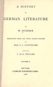 Cover of: history of German literature.: Tr. from the 3d German ed. by Mrs. F.C.Conybeare, ed. by F.Max Müller.