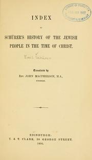 Cover of: A history of the Jewish people in the time of Jesus Christ ...: Index ...