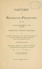 Cover of: History of Rochester presbytery from the earliest settlement of the country by Levi Parsons