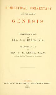Cover of: Homiletical commentary on the book of Genesis. Chapters I. to VIII