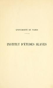 Cover of: Inauguration de l'Institut d'études slaves de l'Université de Paris, 17 octobre 1923. by 