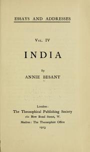 Cover of: India.