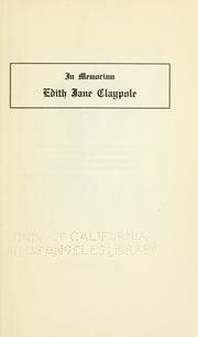 Cover of: In memoriam, Edith Jane Claypole. by 