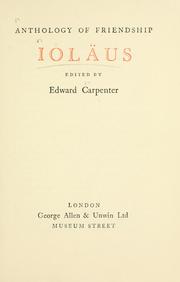 Cover of: Ioläus: anthology of friendship