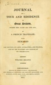 Cover of: Journal of a tour and residence in Great Britain: during the years 1810 and 1811
