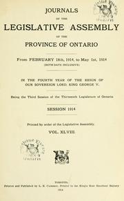 Cover of: Journals of the Legislative Assembly of the Province of Ontario.