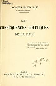 Cover of: conséquences politiques de la paix.