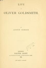 Cover of: Life of Oliver Goldsmith.
