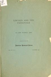 Cover of: Lincoln and the patronage.