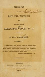 Cover of: Memoirs of the life and writings of the Reverend Alexander Geddes, LL.D. by John Mason Good