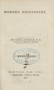 Cover of: Modern philosophy. by Murdock, James
