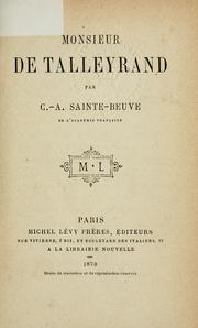 Cover of: Monsieur de Talleyrand.