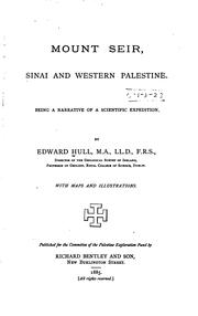 Cover of: Mount Seir, Sinai and western Palestine.: Being a narrative of a scientific expedition.