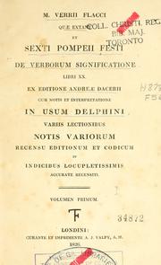 Cover of: M. Verrii Flacci quae extant by Marcus Verrius Flaccus