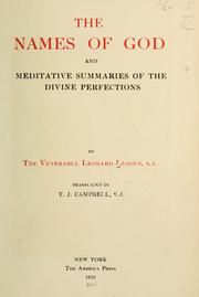 Cover of: The names of God: and meditative summaries of divine perfections.