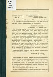 Cover of: Order of the secrtary of war... by United States. Adjutant-General's Office.