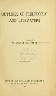 Cover of: Outlines of philosophy and literature