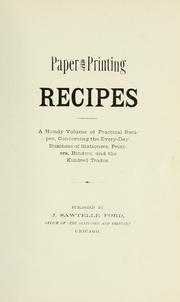 Cover of: Paper and printing recipes by 