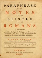 Cover of: A paraphrase with notes on the Epistle to the Romans by Taylor, John